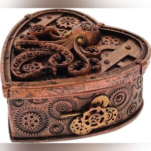 Hand Crafted Steampunk Octopus Heart Trinket Box